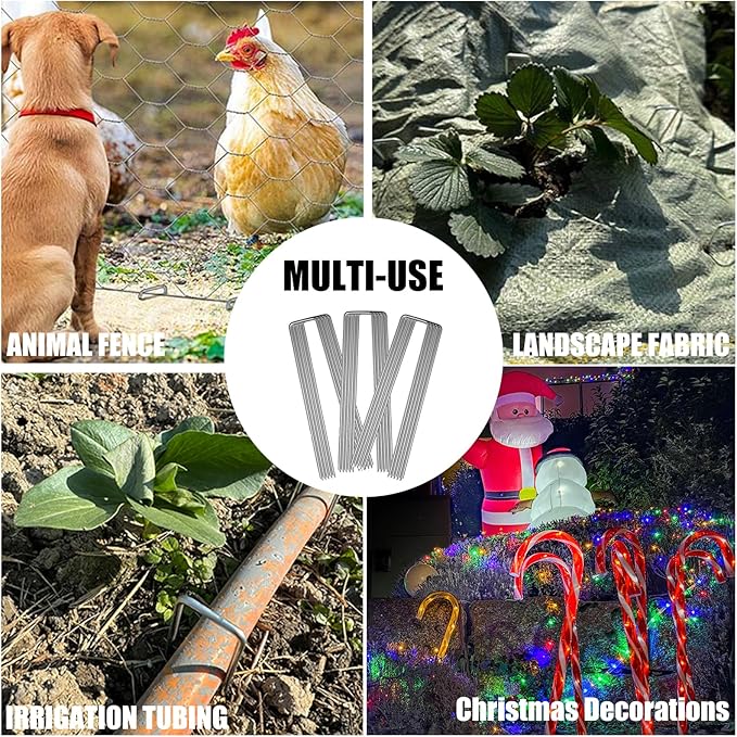 30Pcs 12inch Extra-Long U-Shaped Garden Securing Pegs,Anti-Rust Garden Stake for Dog Fences,Securing Weed Barrier Fabric Netting, Irrigation Hoses, Ground Sheets and Fleece,etc