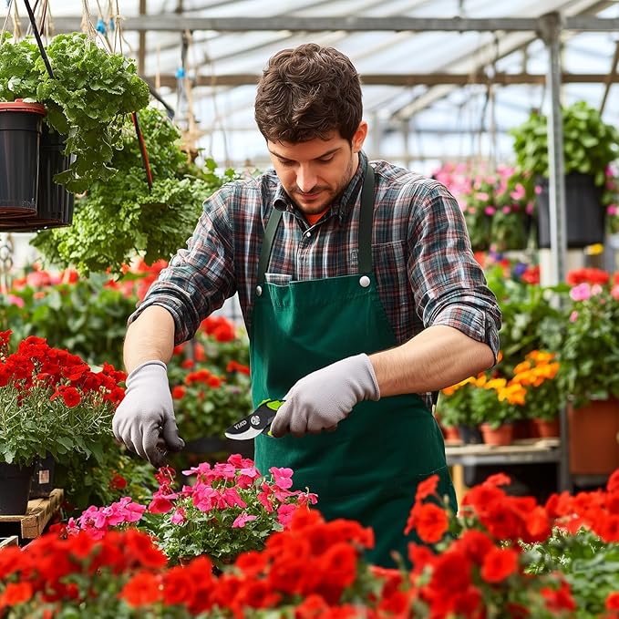 Garden Pruning Shears 2 Pack, 8" Bypass Pruning Shears and 8" Straight Garden Scissors Set, Garden Clippers Handheld, Gardening Tools for Cutting Flowers, Trimming Plants, Picking Fruits