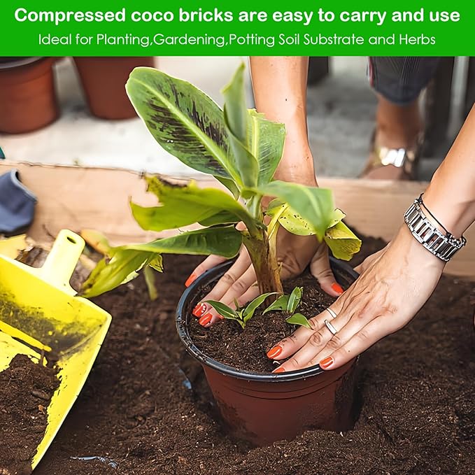 J6&H6 6 Pack Natural Organic Coco Coir Bricks for Plants,Coconut Soil with Low EC Value and PH,Easy to Expand Coconut Coir Bricks Potting Soil,Suitable for Garden Planting Flowers and Vegetables