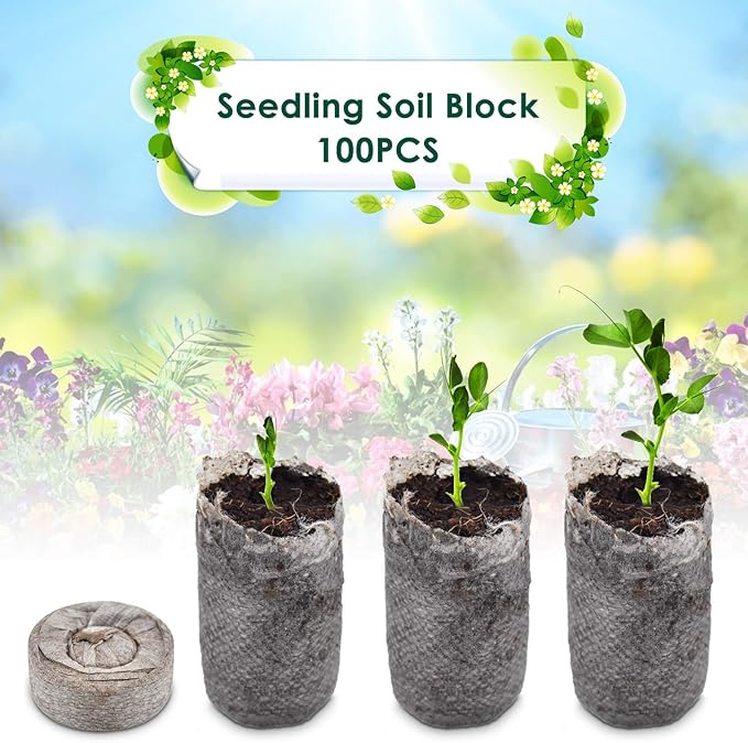 PACETAP 100 Pcs 50mm Peat Pellet Seed Starter Soil, Compressed Seed Fertilizer Nutrient Soil Block, Germination Seedling Pods for Growing Herbs, Plant, Flowers, Vegetables