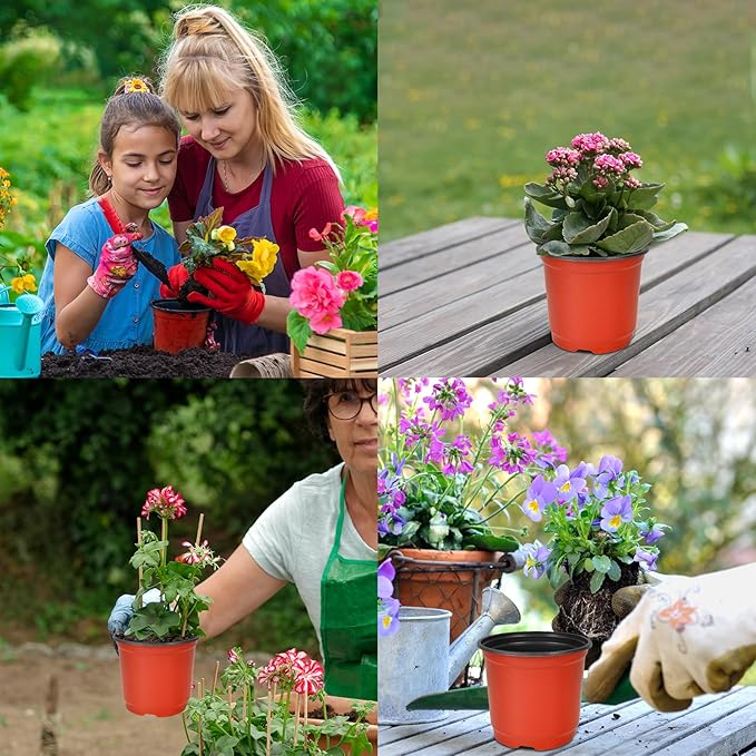 4 Inch 400 Pack Plastic Nursery Pots with Drainage Holes,Plastic Seed Starting Pots Come with 400 Pcs Labels, Reusable Seedling Flower Plant Container for Succulents, Seedlings, Transplanting