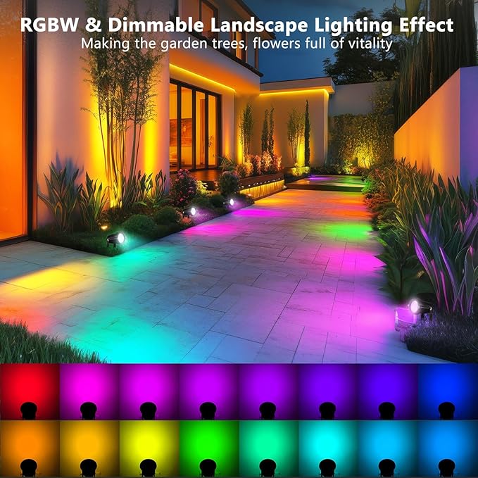 OurLeeme Lawn Flood Light Stake, 2-in-1 Waterproof Outdoor Remote controlle Landscape Lighting Spotlight Wall Light for Yard Garden Driveway Pathway Pool(2 Pack)