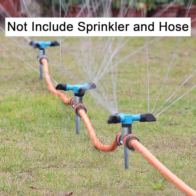 Twinkle Star 1/2 Inch Zinc Flow Thru Lawn Sprinkler Spike Base, Watering Sprinklers for Yard, Lawn and Grass Irrigation (6 Pack)