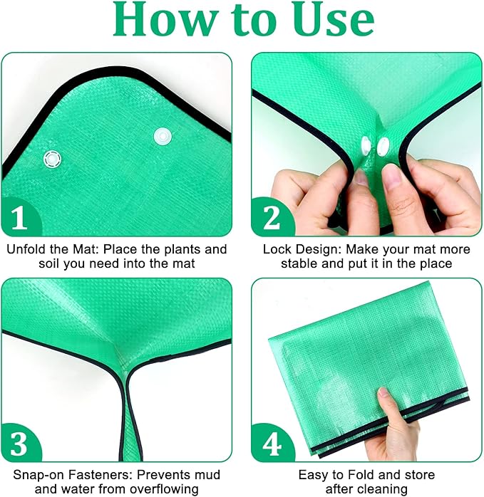 2Pcs Repotting Mat for Indoor Plants, 39''Large Potting Mat and 26''Small Planting Mat with Plant Accessories Foldable Waterproof Plant Gardening Mat, Portable Potting Tray for House Plants Succulents