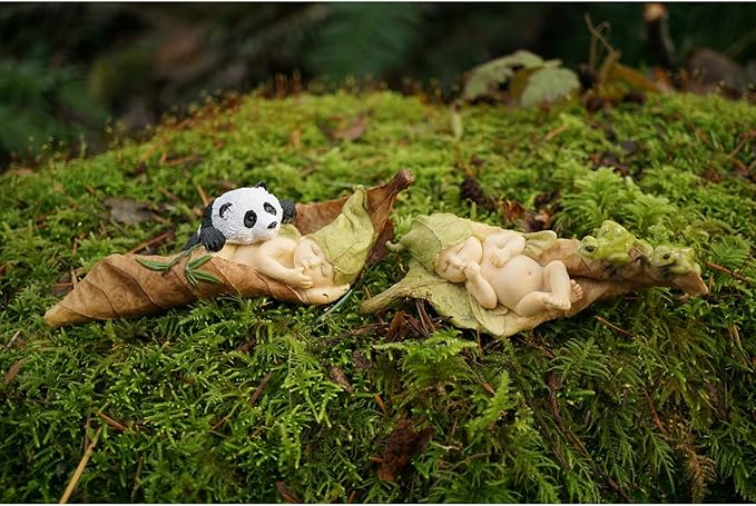 Top Collection Miniature Fairy Garden and Terrarium Statue, Sleeping Fairy Baby with Frogs