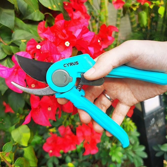 8” Pruning Shears for Gardening Stainless Steel Gardening Hand Pruner, Bypass Pruning Shears Steel Blades with Adjustable Up to 3/4" Cut, Non-stick Coating