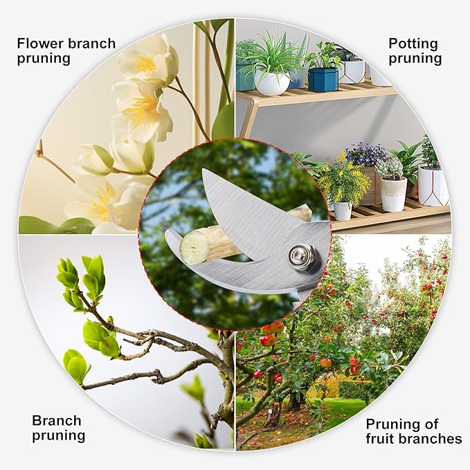 Garden Pruning Shears Set - 2 Pack, 1 Bypass Pruner+1 Straight Blade Scissors,Garden Shears Clippers, Hand Tools Scissors Loppers,Cutting Shears Garden,Hedge Clippers, Rose Pruning Shears