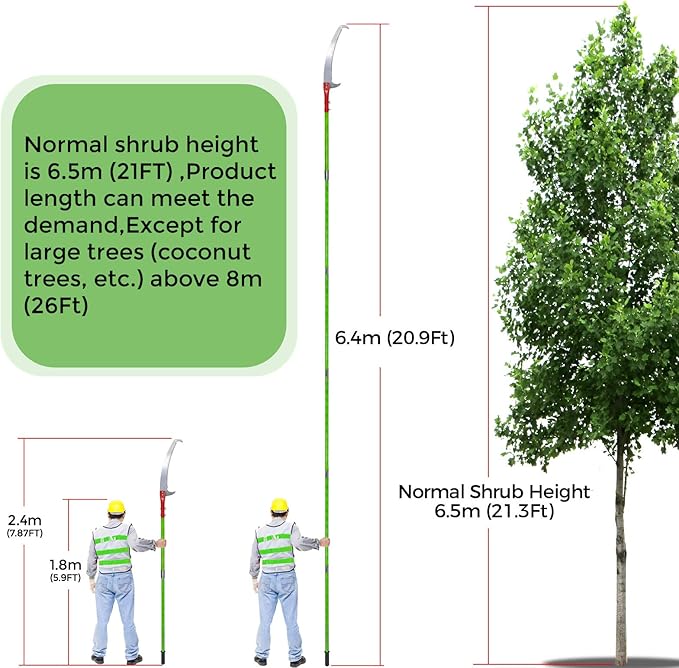 Scalebeard Manual Pole Saw,7.8-26 Ft Extendable Pole Saws for Tree Trimming with Sharp Steel Blade,Lightweight & High Strength Pole Pruner for High Reach Trimming,Palm Tree Maintenance(Bags Included)