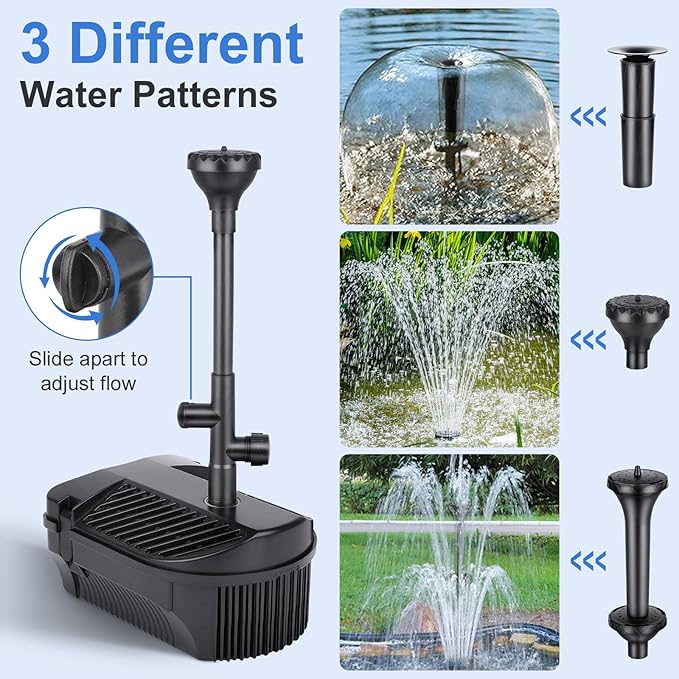 Pond Filter with Pump Kits, 800GPH Pond Filter with 60W Pond Pump & Fountain Kit, Pond Filter Suitable for Outdoor Ponds Clean, Garden, Fountain(Corded Electric)