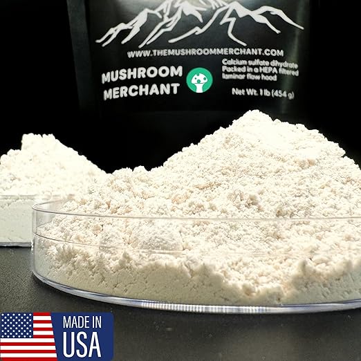 Gypsum Powder for Mushroom Substrate | Lab Grade | Packed in a HEPA-Filtered Facility | Highly Soluble for Growing Mushrooms | Ultra Fine | Soil Conditioner | (Calcium Sulfate Dihydrate)