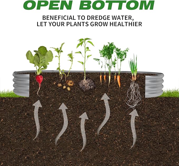 Galvanized Raised Garden Bed Kit 8ft Galvanized Planter Garden Boxes Outdoor, Oval Large Metal for Vegetables