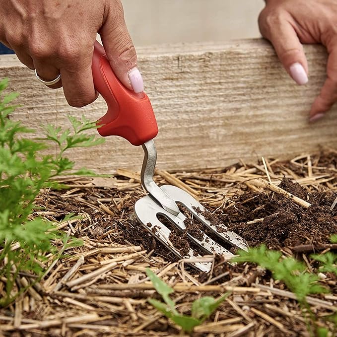 Corona Tools CT 3374 Premium Stainless Steel ComfortGEL Gardening Fork, Red