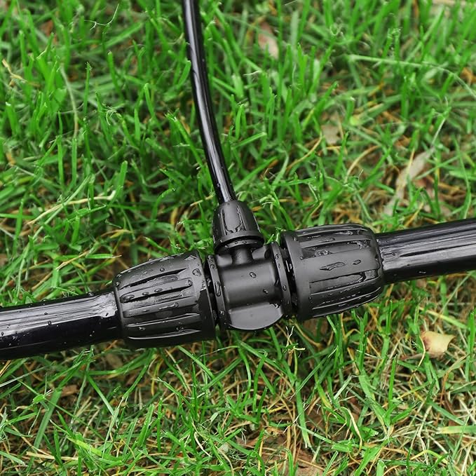Locked Barbed Tee Connectors,1/2 Inch to 1/4 Inch Irrigation Tubing Fittings Kit for (1/2'' ID x 0.60''-0.63'' OD) 16mm Drip Tubing (20 Pcs Barbed Tee 3-Way)