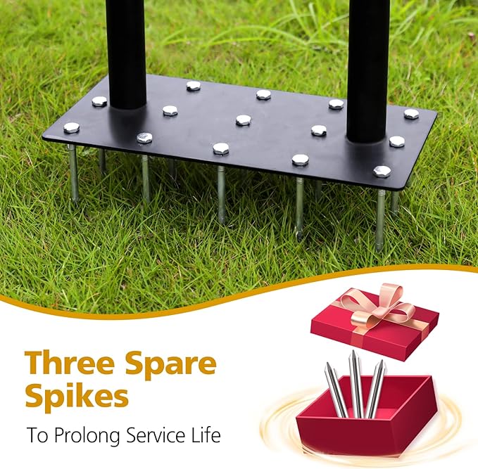 Lawn Aerator Spike Metal Manual Dethatching Soil Aerating Lawn with 15 Iron Spikes, Pre-Assembled Grass Aerator Tools for Yard, Lawn Aeration, Garden Tool, Revives Lawn Health(Black + Yellow01)