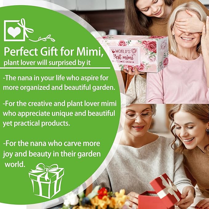 Mimi Gifts,Mimi Birthday Gifts,Mimi Gardening Gifts for Women Garden Tools Kit Outdoor Horticulture Starter Birthday for Mimi/Grandma Plant Lover