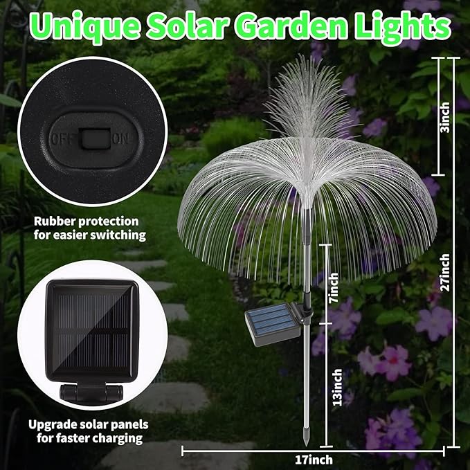 Solar Garden Lights Outdoor Decorative Waterproof, Solar Light for Outside, Yard Lights Solar Flower Decor for Patio Pathway Lawn Party Landscape Decorations, 3 PCS