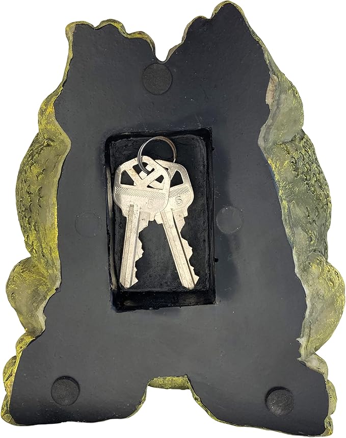 Stocky Frog Decorative Garden Statue and Key Hider - Hides a Secret Extra Hidden Key Outside in Garden, Yard or Porch