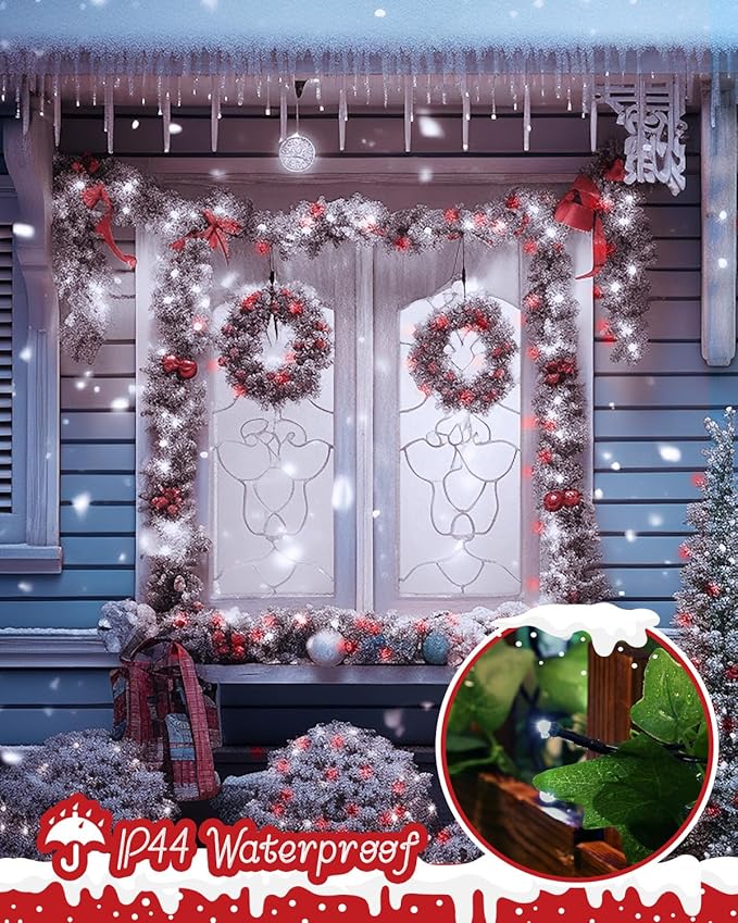 Minetom 1000 LED Christmas Tree Lights, 328 FT Green Wire LED Decorative Fairy Lights with Remote & 8 Modes, Waterproof for Outdoor Xmas Holiday Party Garden Wedding Home Decor, Red & Cool White