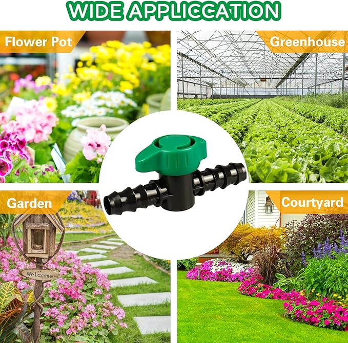 6 PCS Irrigation Barbed Ball Valve Fits for 1/2 Inch Drip Tubing, Drip Line Parts Shut Off Valve for Drip Irrigation and Aquariums