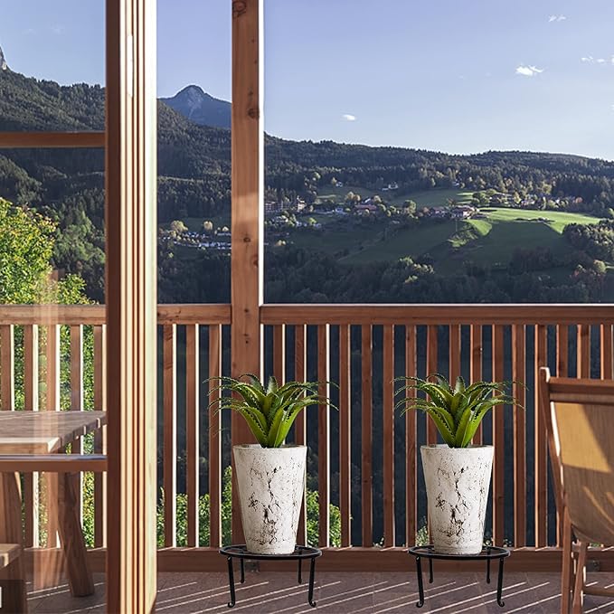 yosager 3 Pack Metal Plant Stands for Flower Pot, Heavy Duty Black Iron Potted Stand Holder, Indoor Outdoor Rustproof Metal Planter Container Round Supports Display Rack for Home & Garden Decor