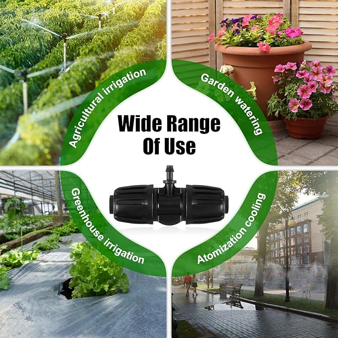 12 Pcs Barbed Tee Drip Irrigation Tubing for 1/2 Inch to 1/4 Inch Irrigation Fittings 1/2 Inches ID x 0.63 Inches OD 16 mm PE Tube Anti Drop Locked Reducing Tee Fits 13 mm ID/ 4 mm ID