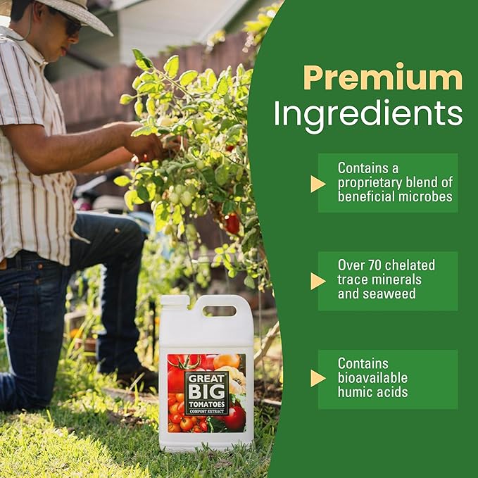 Great Big Tomatoes – Soil and Tomato Fertilizer Booster to Grow The Tastiest Tomatoes and Veggies; 1 Gallon Concentrate (Makes 32 Gallons)