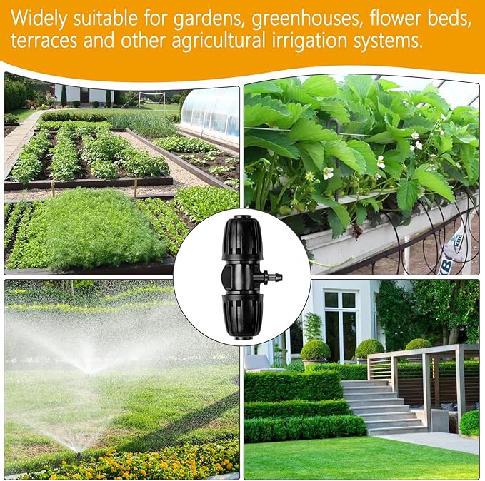 10 Pcs Barbed Tee 1/2 inch Tubing (1/2" ID x0.6-0.63" OD) 16mm to 1/4 inch, Irrigation Tube Anti-Drop Barbed Hose Fittings (Fits 13mm ID / 4mm ID), Locked Barbed Reducing Tee for Drip Hose