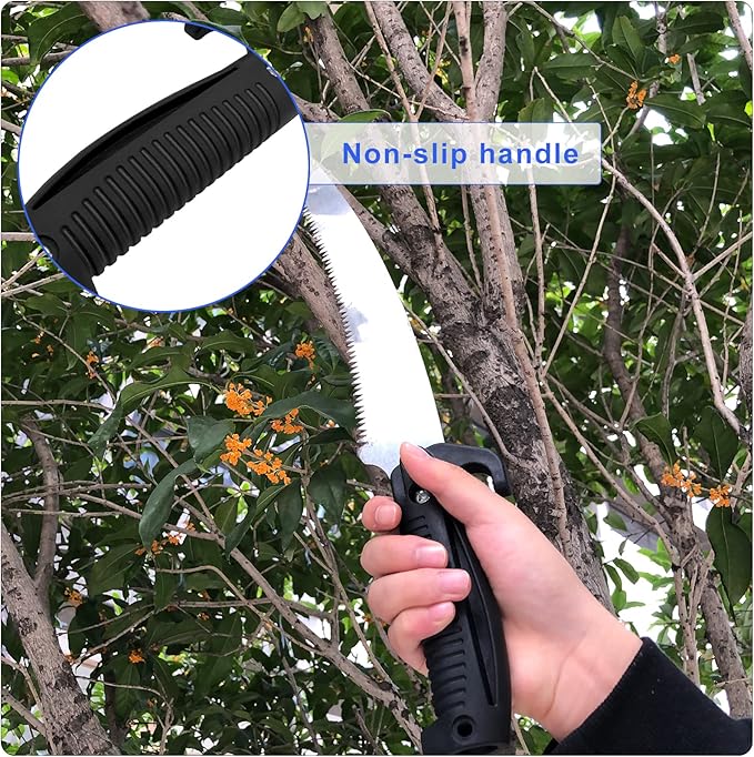 Buyplus 26FT Reach Pole Saws for Tree Trimming, Pole Saw with 5-20FT Telescoping Extension Pole, Pruning Saw with 19" 3X Detachable Saw, Non-Slip Handle, Tree Trimmer for Garden Palms Shrubs(Blue)