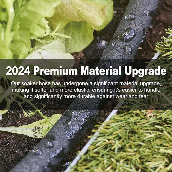 Durable Soaker Hose for Garden: 1/2" Diametere with Drip Irrigation Fittings Kit - Save 70% Water For Lawn/Flower beds/Vegetable (25FT)