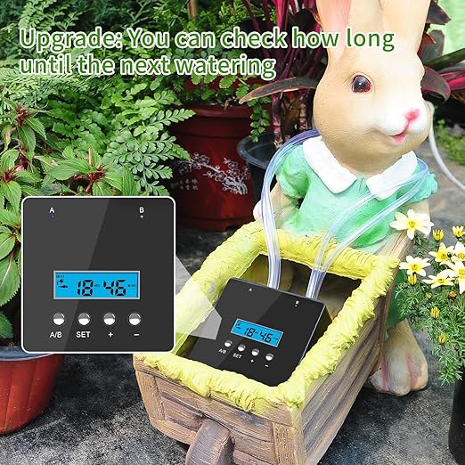 Indoor Plant Watering Device, Automatic Drip Irrigation Kit,Self Watering System for 20 Potted Plants, Built-in 2 self-Priming Pumps, 30 Days programmable Timer