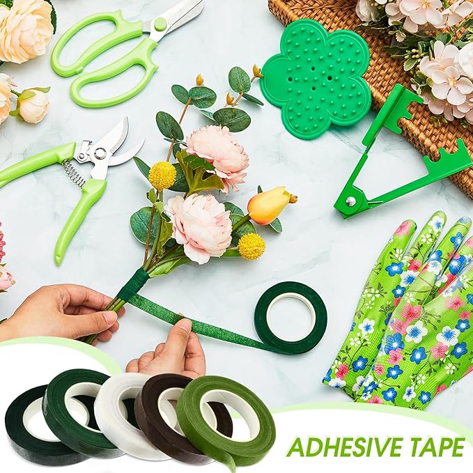 WILLBOND 10 Pcs Rose Thorn Stripper Tool Valentines Gifts Florist Supplies Rose Thorn Remover Kit Garden Remover for Flower Stripper Kit Florist Tool, Floral Gloves Tape(Green,Flower)