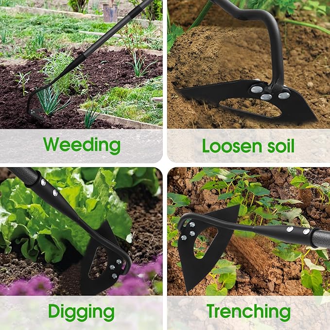 Hoe Garden Tool, Hollow Hoe Gardening Weeding Tool, 85" Long Handle Heavy Duty Manual Weeder Gardening Hand Tools for Weeding, Digging, Loosening Soil