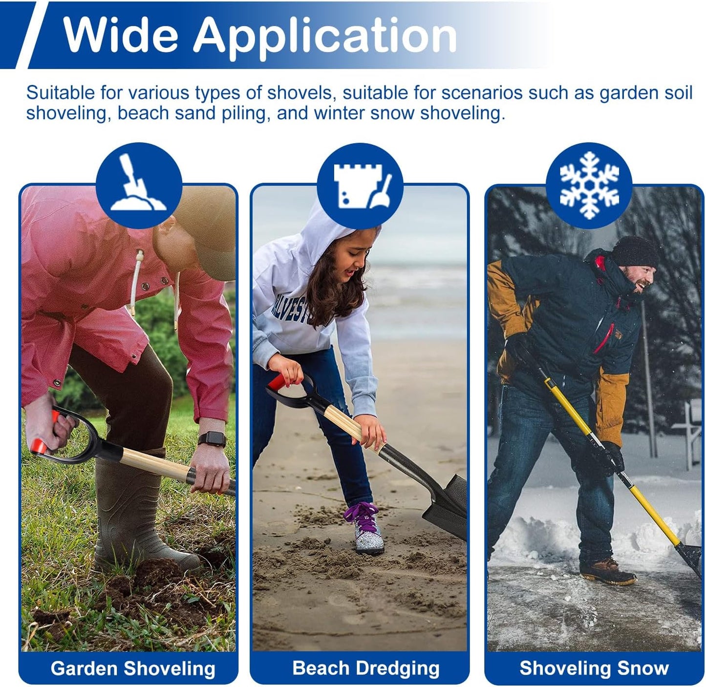 MroMax Shovel D Grip Handle, 1-1/4" Inner Diameter 32mm PVC Spade Snow Shovel Replacement Handle Garden Accessories for Digging Raking Tool Red-Black