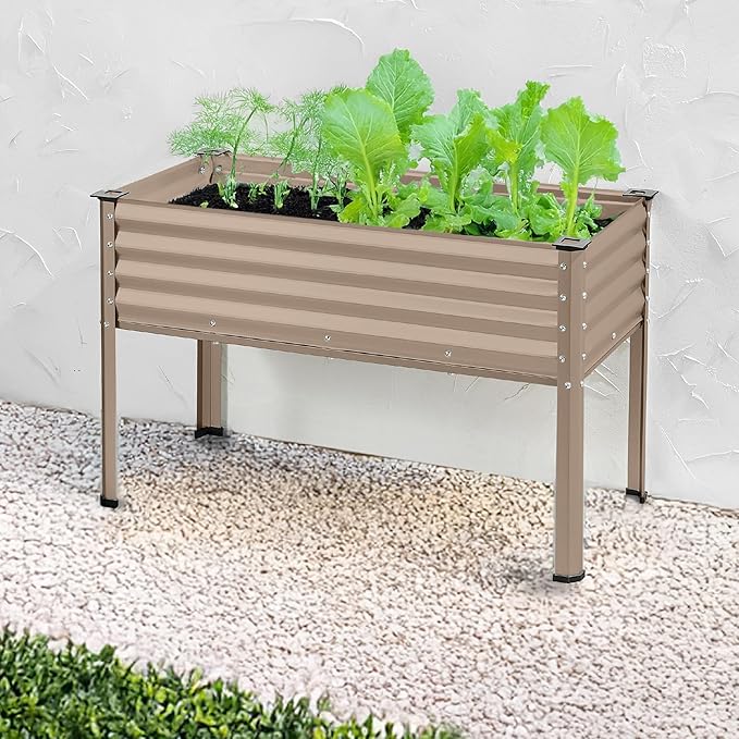Best Choice Products 48x24x30in Galvanized Raised Garden Bed, Metal Elevated Planter Box, Vegetable Garden for Backyard, Patio, Balcony - Taupe