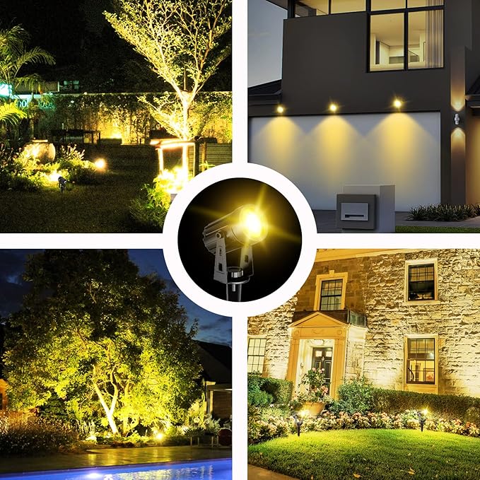 T-SUN Solar Spotlights, 4-in-1 Solar Landscape Spot Lights Outdoor Waterproof Auto ON/Off 5W Separate Solar Panel LED Lights, Solar Lights for Garden, Yard, Driveway, Pool Area(Warm White-3000K)