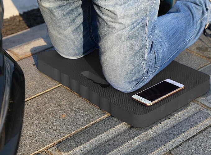 Extra Thick Kneeling Pad Comfy Foam Kneeler Mat Garden Knee Pad Cushion for Gardening Planting Yard Work Prayer Yoga Mechanic Exercise Workout Baby Bath 18 x 11 x 1.5 Inch Large Black 1 Pack