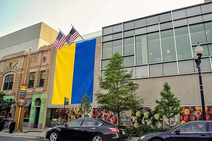 Ukraine Extra Large Flag 12x18FT Giant Ukrainian National Polyester Flag With 5 Grommets For Patriotic Ukrainian Themed Festival Events Party Decoration(Ukraine, 12x18FT)