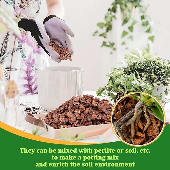 Legigo 8 Quarts Organic Orchid Potting Bark- All Natural Orchid Bark Potting Mix Pine Bark Wood Chips for Houseplant Mulch, Orchid Plants Root Development