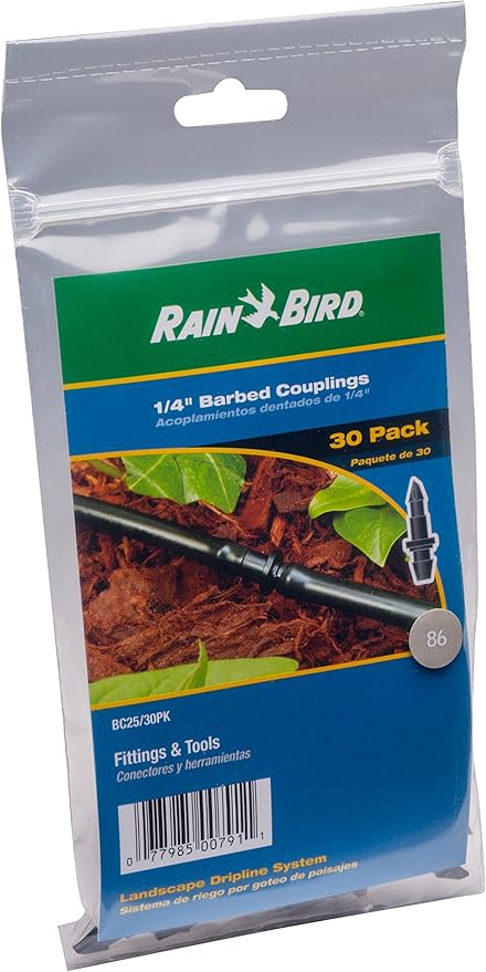 Rain Bird 30-Pack 2 GPH Drip Emitters & 30-Pack 1/4" Barbed Drip Irrigation Coupling Fittings