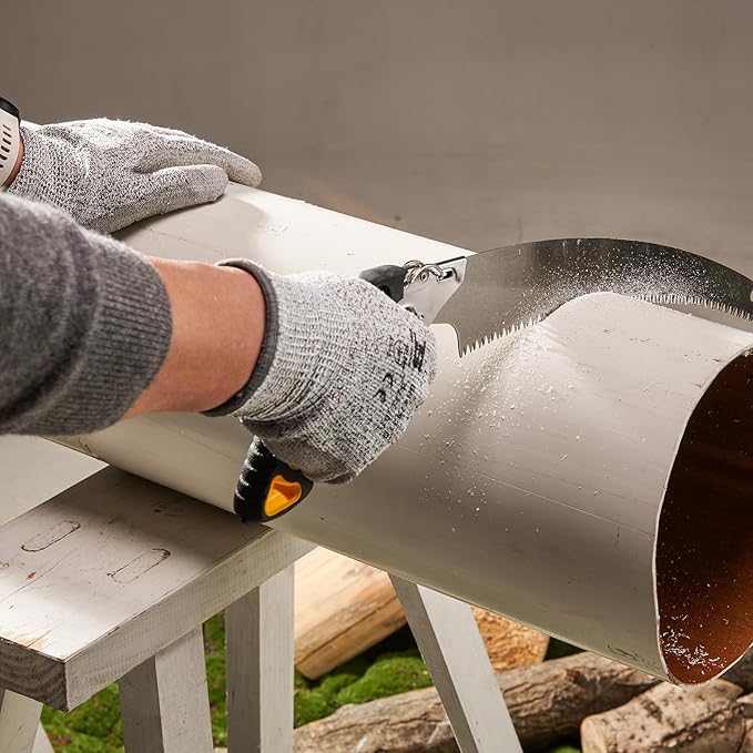 KATA 13.7 Inch Hand Pruning Saw Set, SK5 Curved and Straight Saw Blade in Oxford Safety Sheath, Survial Camping Hand Saw for Tree Trimming, Gardening, Wood Cutting