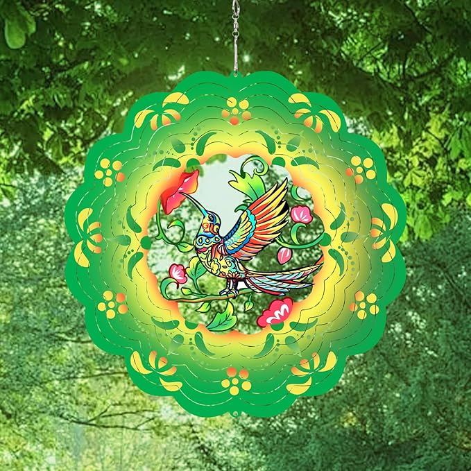 Hummingbird Wind Spinners Metal Hummingbird Gifts for Mom Women Grandma,12inch Hanging Wind Spinner for Outdoor&Indoor Decor Wind Chime Christmas Ornament Gifts for Yard Garden Decoration