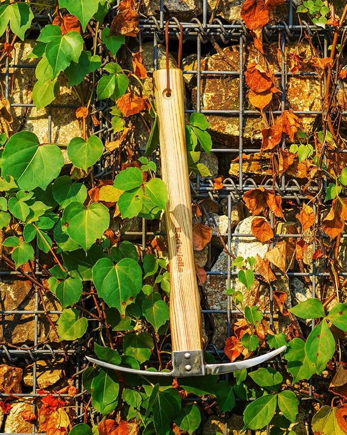 Pick Axe Mattock Small Pickaxe Garden Tool Cutter Mattock Planting Hoe 15 inch 0.9 lb for Digging Loosening Trenching Tilling Leveling Cutting Gardening Hand Cultivator Weeding Hoe with Short Wood