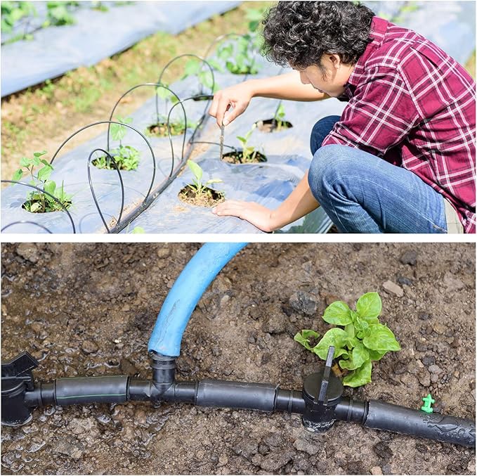 656 Feet 1/4 Inch Drip Irrigation Tubing Irrigation Hose Garden Watering Tube Line, Drip Line Watering Automatic Irrigation Equipment Set for Garden Irrigation System Flower Patio Lawn(Black)