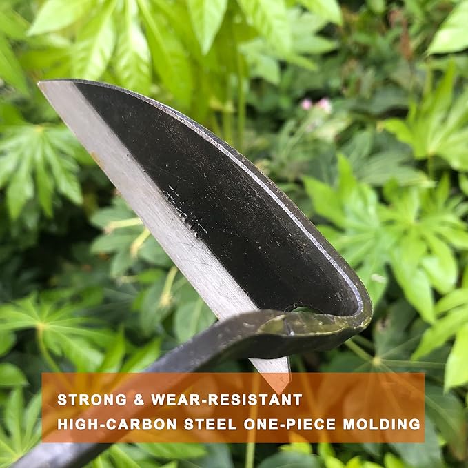 SHANFEEK Grass Sickle Japanese Weeding Hoe Garden Hand Tool Weeding Tools for Garden High-Strength Steel with Solid Wood Handle(Yellow)