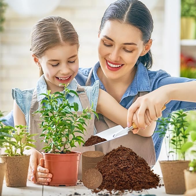 ZeeDix 200 Pcs (50mm) Compressed Coco Coir Fiber Potting Soil- Organic Coco Coir Pellet Fiber Soil for Planting Bonsai, Herbs, Plants, Flowers and Vegetables