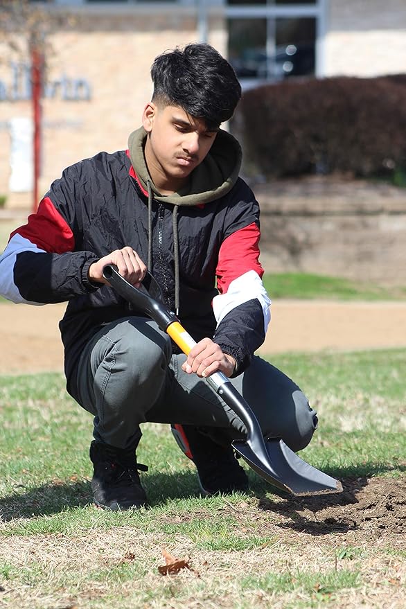 Ashman Short Handle Transfer Shovel (1 Pack) Kids Beach Shovel, Shovel for Digging 27-inch with Sturdy Blade, Small Garden Shovel, Kids Snow Shovel, Shovels for Gardening with D- Handle Gardening Tool