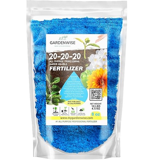 20-20-20 Water-Soluble Fertilizer – Powder for Liquid Plant Food for Indoor & Outdoor Plants, Orchids, Vegetables, Lawns, Flowers – 20 20 20 Fertilizer (8 oz)