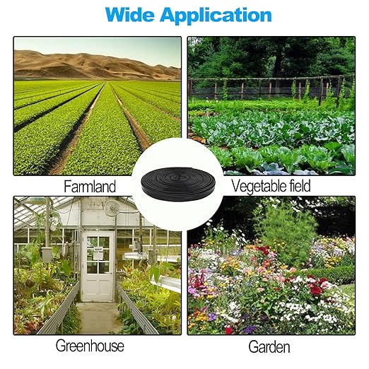 100 ft 5/8" Drip Tape Emitter Spacing 6" Irrigation Tape Drip Line Automatic Irrigation Equipment for Garden Irrigation Patio Wall Thickness : 15 mil Emitter Flow : 0.53 GPH Drip Tape Irrigation