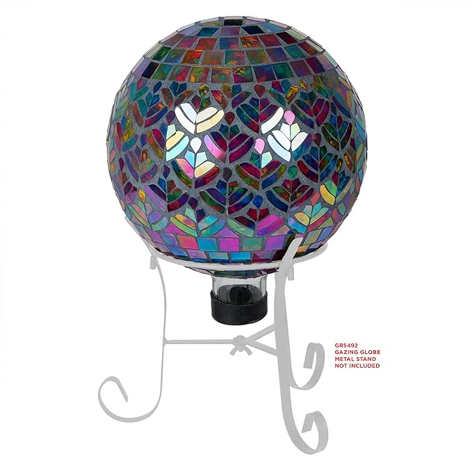 Alpine Corporation GBT118 Mosaic Peacock Gazing Ball, Stylish Décor for Garden, Patio, & Lawn, 12" H, Multicolor