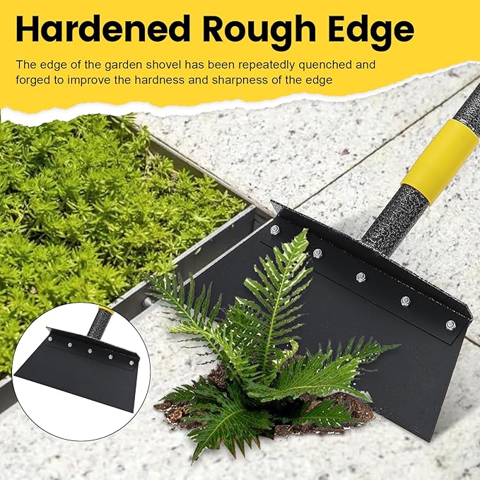 Garden Cleaning Shovel, Multifunctional Flat Shovel Floor Scraper Manual Weeder, 74" Long Handle Ice Chopper Snow Shovel Spade, Heavy Duty Garden Tool for Lawn Edging, Scraping, Ice Removal